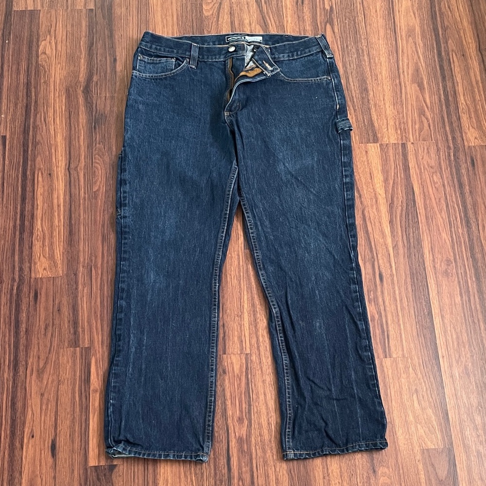 Carhartt Men's Dark Blue Relaxed Fit Straight Jeans